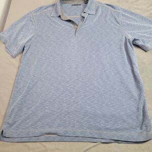 Age Of Wisdom Golf Shirt Men Size Large Blue Polo Activewear Comfort Stretch Top
